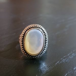 Silvertone Mother of Pearl Ring